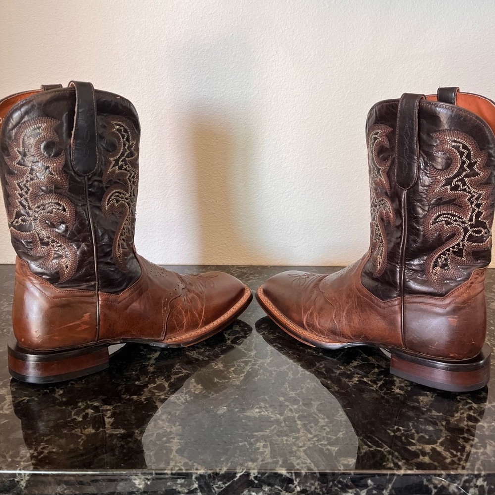 DAN POST MEN'S 11" FRANKLIN BROWN LEATHER SQUARE TOE WESTERN BOOT - Picture 6 of 8